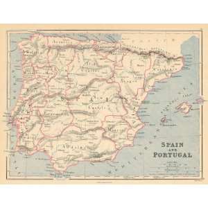  Appleton 1874 Antique Map of Spain & Portugal Office 