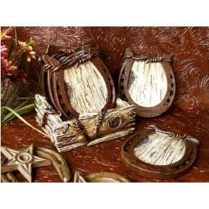  Old West Barn Wood Horseshoe Coasters