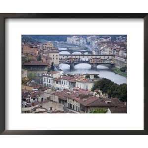  Rain on Bridges Over the River Arno, Florence, Tuscany 