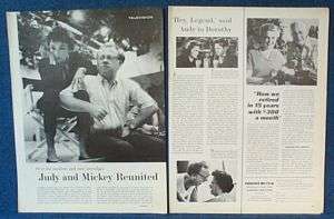 1963 JUDY GARLAND & MICKEY ROONEY REUNITED 2 Pg Article  