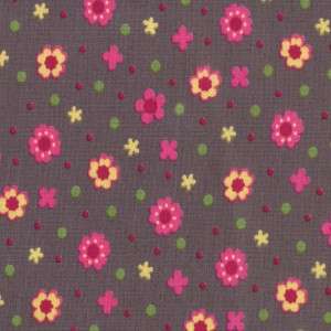 MODA Fabric ~ ROOFTOP GARDEN ~ Small Flowers / Steel   by the 1/2 yard 
