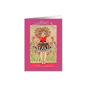 com Valentines Day Party Invitation Girl with Heart in Heart Garden 