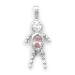   Pink October Crystal Birthstone Boy Pendant, 1.25 (incl bail) Jewelry