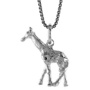  925 Sterling Silver 11/16 in. (18mm) Tall Giraffe Pendant 