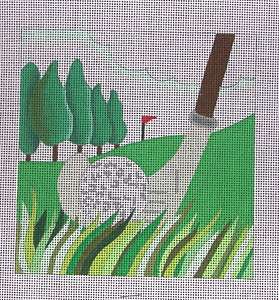 DEDE Golf Theme w/Stitch Guide Needlepoint Canvas  