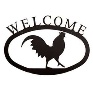  VWI WEL 1 S Rooster Welcome Sign SM Powder Metal Coated 