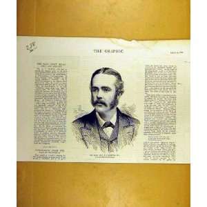  1887 Balfour Portrait Chief Secretary Ireland Print
