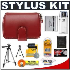  Olympus Stylus Premium Red Leather Case with LI 50B 