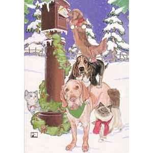  Dogs and Cats At Mailbox Christmas Cards 