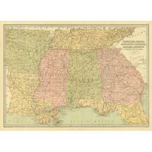  Bartholomew 1873 Antique Map of Southeastern United States 