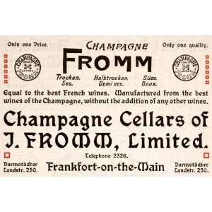  1904 Ad Champagne Fromm Cellar Frankfort Main German 