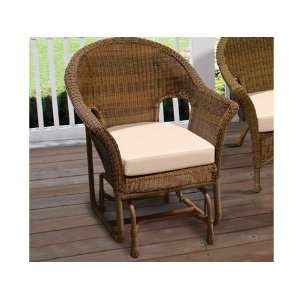   Cushion Arm Glider Patio Lounge Chair Round Resin Cocoa Finish Patio