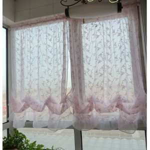  Romantic Victorian Embroidery Vine Pink Sheer Voile Pull 