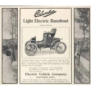 1903 Ad Columbia Electric Runabout Mark 38 Vintage Car   Original 
