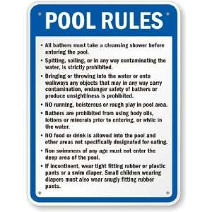 Washington D.C. Pool Rules Sign Aluminum, 30 x 24 