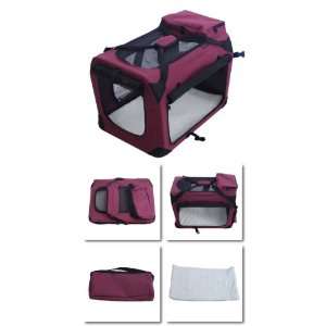  24 Burgundy Pet Soft Crate Carrier Kennel Portable 