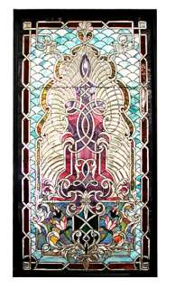 5028 Large Beveled, Rippled & Stained Glass Window  