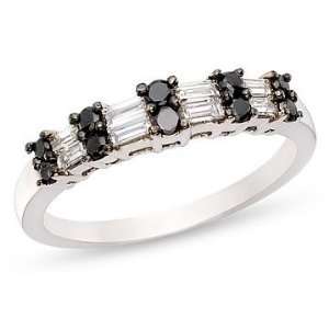    1/2 Carat White and Black Diamond 14K White Gold Ring Jewelry