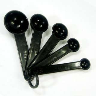 Measuring Spoons on Detachable Ring Black Set of 5   NEW  