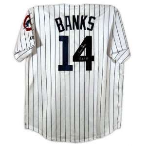  Ernie Banks Chicago Cubs Autographed Jersey with HOF 77 