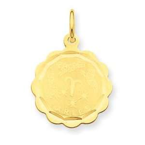  14k Yellow Gold Satin Polished Engraveable Aries Jewelry