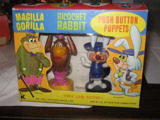 Hanna Barbera Magilla Gorilla Ricochet Rabbit 1960s push puppet 