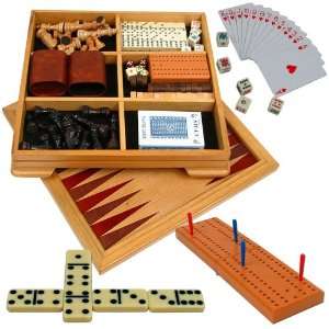    Deluxe 7 in 1 Wood Game Set   7 Different Games Toys & Games