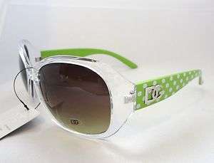 DG Eyewear Sunglasses Green & Clear & White Polka Dots Women Ladies 