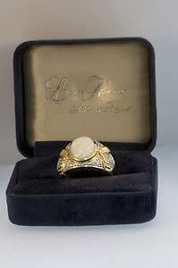 LAURA RAMSEY MASSIVE 14k YELLOW GOLD RING OPAL CAB w/DIAMOND ACCENTS 