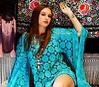 Vtg CROCHET TIE DYE Sheer Cutout Ethnic Lace Maxi DRESS  