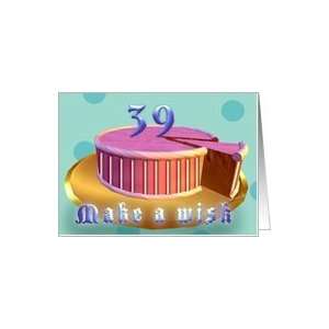  39th Birthday make a wish Pink cake polka dot stripes 