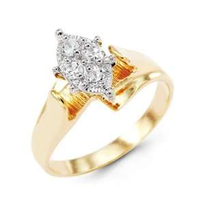    14k Solid Yellow Gold Large CZ Solitaire Fashion Ring Jewelry