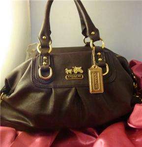 Gorgeous COACH Chocolate Brown Leather Madison Satchel Bag Handbag 