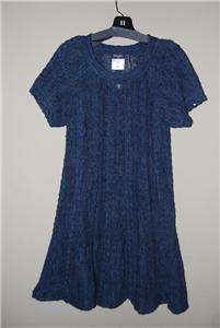 NWT CHANEL 11A BLUE SHORT SLEEVES A LINE KNIT SWEATER DRESS TUNIC 38 