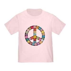  Pink Flowered Peace Sign Toddler Shirt   Size 2T Baby