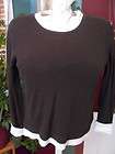   NEW Brown and White ISAAC MIZRAHI   100% cotton T SHIRT Large 14 16