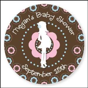  Trendy Mommy   24 Round Personalized Baby Shower Sticker 