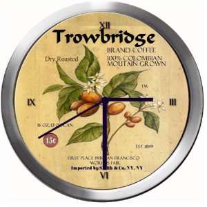  TROWBRIDGE 14 Inch Coffee Metal Clock Quartz Movement 