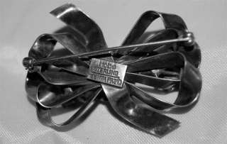 Vintage Hobe Sterling Rose Pin Ribbon Bow Design Patd  