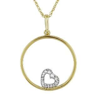  10K yellow gold .01ctw diamond heart pendant with 17 inch 