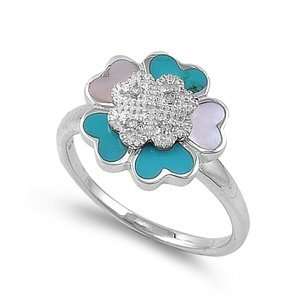  Silver Ring with Stone   Turquoise, Mother of Pearl 