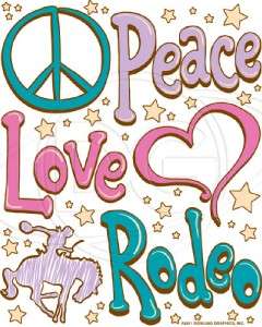 Love Peace Rodeo Bronc Horse Heart Cowgirl Crewneck Sweatshirt S  5x 