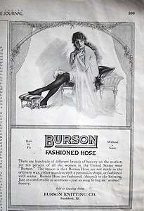   Vintage Burson Knitting Co Fashioned Hose Hosiery Stockings Ad  