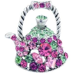  Rose Kettle Swarovski Crystal Pin Brooch Jewelry