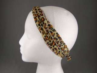 Cheetah leopard cat print long tie wrap turban twist fabric headband 