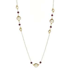   Balls and Garnet Beads with Vermeil Accents Necklace, 36 Jewelry