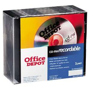  Office Depot CD RW With Jewel Cases, 700MB/80 Minutes, 1x 