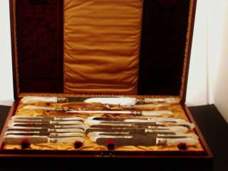 Harrison Bros & Howson 29 Piece Silver Cutlery Set Mother of Pearl 