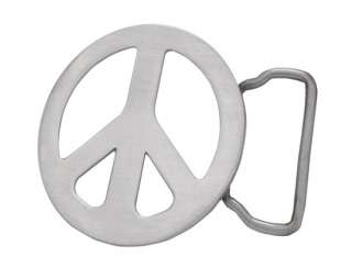 Brushed Metal Peace Sign Hippie Belt Buckle RETRO  