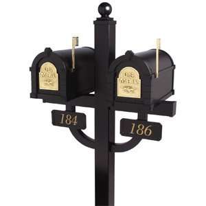  Keystone Series Double Deluxe Mailbox Post Patio, Lawn 